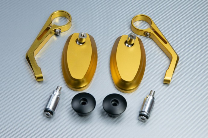 Pair of Bar End Rearview Mirrors in Anodised Aluminum - Design classic Pair of Bar End Rearview Mirrors in Anodised Aluminum - Design classic