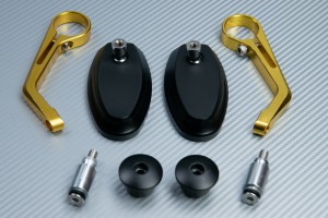 Pair of Bar End Rearview Mirrors in Anodised Aluminum - Design classic Pair of Bar End Rearview Mirrors in Anodised Aluminum - Design classic