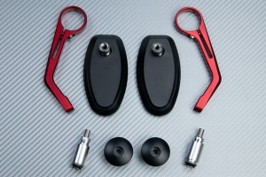 Pair of Bar End Rearview Mirrors in Anodised Aluminum - Design classic Pair of Bar End Rearview Mirrors in Anodised Aluminum - Design classic