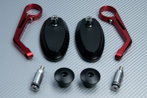 Pair of Bar End Rearview Mirrors in Anodised Aluminum - Design classic Pair of Bar End Rearview Mirrors in Anodised Aluminum - Design classic