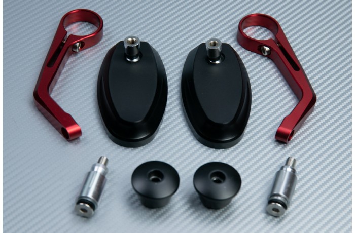 Pair of Bar End Rearview Mirrors in Anodised Aluminum - Design classic Pair of Bar End Rearview Mirrors in Anodised Aluminum - Design classic