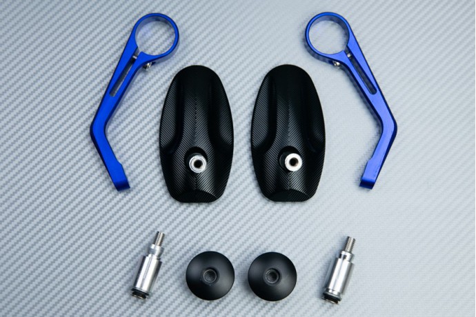 Pair of Bar End Rearview Mirrors in Anodised Aluminum - Design Modern Pair of Bar End Rearview Mirrors in Anodised Aluminum - Design Modern