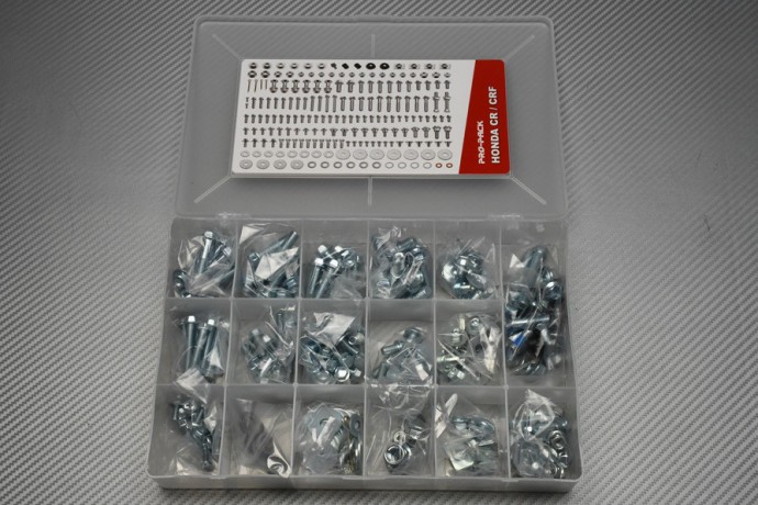 Juego de tornillería CROSS completos HONDA CR - CRF 50 / 80 / 85 / 125 / 150 / 250 / 350 / 450 / 600 / 650  (169 piezas)