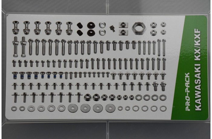 Kit visserie CROSS complet KAWASAKI KX - KXF - KLX - KLE - KLR 50 / 65 / 85 / 125 / 250 / 450 / 600 / 650 Kit visserie CROSS complet KAWASAKI KX - KXF - KLX - KLE - KLR 50 / 65 / 85 / 125 / 250 / 450 / 600 / 650