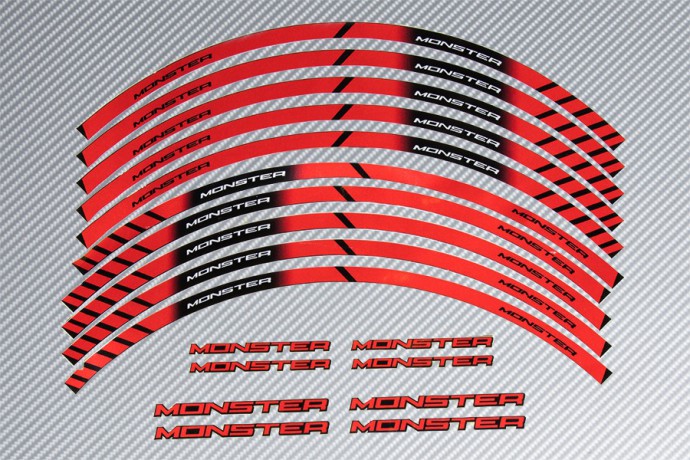 Strisce nastro adesivo racing per cerchio ruota DUCATI - Modello MONSTER Strisce nastro adesivo racing per cerchio ruota DUCATI - Modello MONSTER