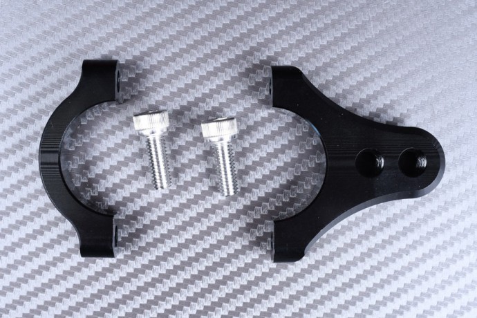 Steering damper fastening clamp for fork arm Steering damper fastening clamp for fork arm