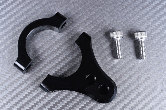 Bride de fixation d'amortisseur de direction pour bras de fourche