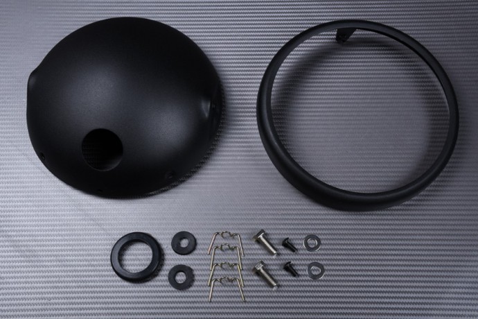 Casing for round headlight casing, to be adapted