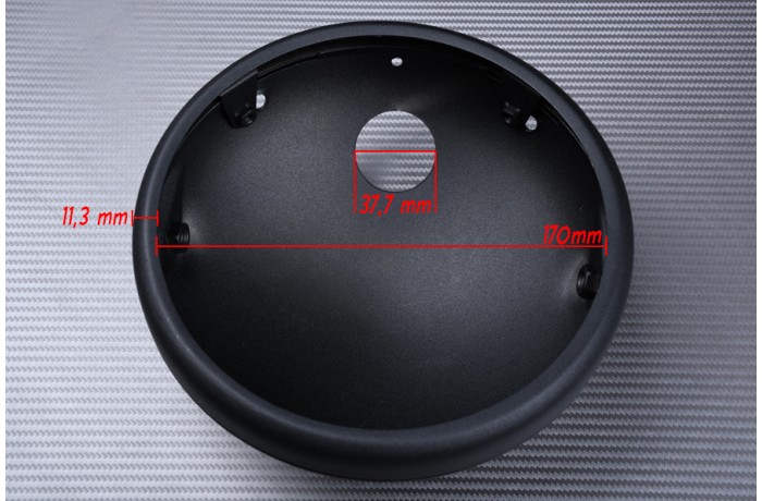 Casing for round headlight casing, to be adapted