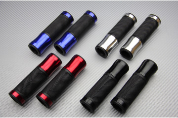 Pair of Aluminum and Rubber Handlebar Grips 22 / 24mm