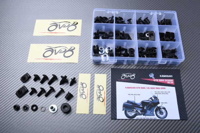 Spezifischer Schraubensatz AVDB für Verkleidungen KAWASAKI GTR 1000 / ZG 1000 1986 - 2006 Spezifischer Schraubensatz AVDB für Verkleidungen KAWASAKI GTR 1000 / ZG 1000 1986 - 2006