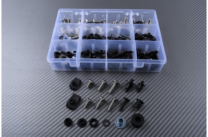Kit de visserie AVDB spécifique pour carénages KAWASAKI NINJA 250 250R 2008 - 2012 Kit de visserie AVDB spécifique pour carénages KAWASAKI NINJA 250 250R 2008 - 2012