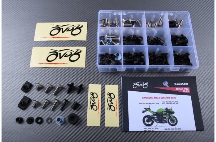 AVDB Specific Hardware / Complete Bolts & Screws Fairing Kit for KAWASAKI NINJA 400 R 2018 - 2024 AVDB Specific Hardware / Complete Bolts & Screws Fairing Kit for KAWASAKI NINJA 400 R 2018 - 2024