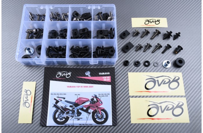 Kit de visserie AVDB spécifique pour carénages YAMAHA YZF R1 1998 - 2001 Kit de visserie AVDB spécifique pour carénages YAMAHA YZF R1 1998 - 2001