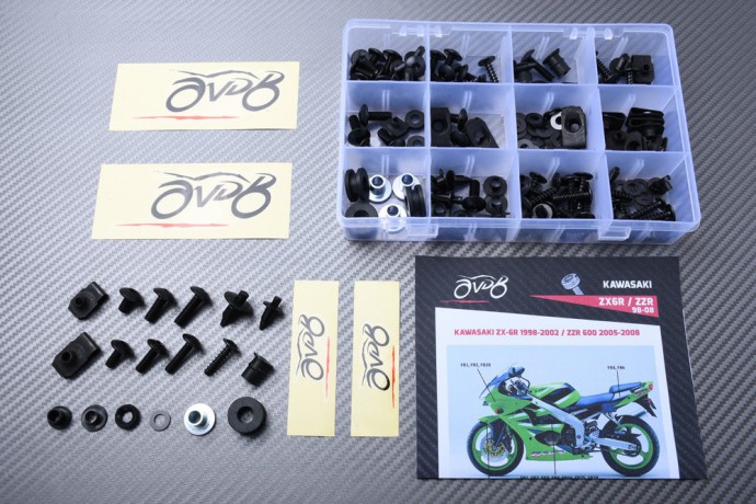 Kit de tornillos AVDB complementario para carenados KAWASAKI ZX6R 1998 - 2002 / ZZR 600 2005 - 2008 Kit de tornillos AVDB complementario para carenados KAWASAKI ZX6R 1998 - 2002 / ZZR 600 2005 - 2008