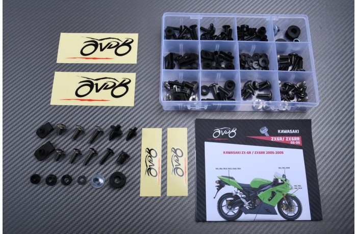 Kit de visserie AVDB spécifique pour carénages KAWASAKI ZX6R 636 / ZX6RR 2005 - 2006 Kit de visserie AVDB spécifique pour carénages KAWASAKI ZX6R 636 / ZX6RR 2005 - 2006