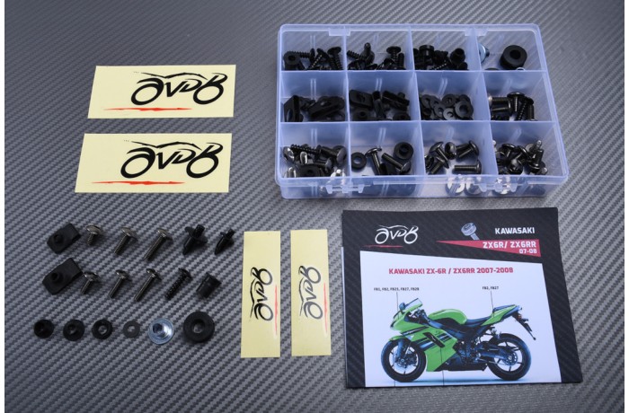 Kit de visserie AVDB spécifique pour carénages KAWASAKI ZX6R 2007 - 2008 Kit de visserie AVDB spécifique pour carénages KAWASAKI ZX6R 2007 - 2008