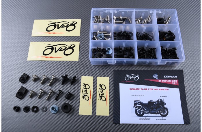 AVDB complementary Hardware / Bolts & Screws Kit for Fairing KAWASAKI ZX14R / ZZR 1400 2006 - 2011 AVDB complementary Hardware / Bolts & Screws Kit for Fairing KAWASAKI ZX14R / ZZR 1400 2006 - 2011