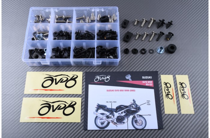 AVDB complementary Hardware / Bolts & Screws Kit for Fairing SUZUKI SV SVS 650 S / N 1999 - 2002 AVDB complementary Hardware / Bolts & Screws Kit for Fairing SUZUKI SV SVS 650 S / N 1999 - 2002