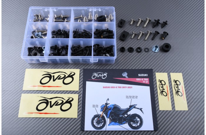 Kit de visserie AVDB spécifique pour carénages SUZUKI GSXS 750 2017 - 2021 Kit de visserie AVDB spécifique pour carénages SUZUKI GSXS 750 2017 - 2021
