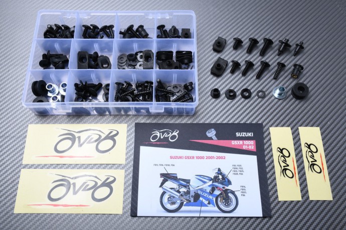 Kit de visserie AVDB spécifique pour carénages SUZUKI GSXR 1000 2001 - 2002 Kit de visserie AVDB spécifique pour carénages SUZUKI GSXR 1000 2001 - 2002