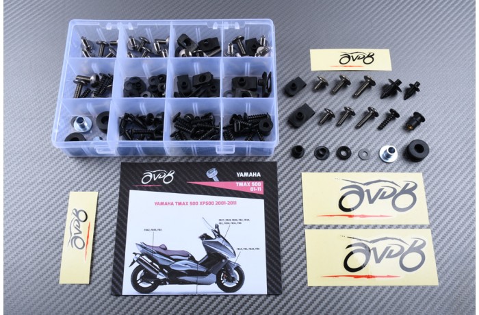 Kit de visserie AVDB spécifique pour carénages YAMAHA TMAX 500 2001 - 2011 Kit de visserie AVDB spécifique pour carénages YAMAHA TMAX 500 2001 - 2011
