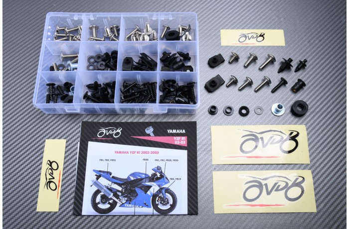 Kit de visserie AVDB spécifique pour carénages YAMAHA YZF R1 2002 - 2003 Kit de visserie AVDB spécifique pour carénages YAMAHA YZF R1 2002 - 2003