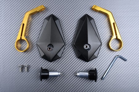 Pair of Bar End Rearview Mirrors in Anodised Aluminum