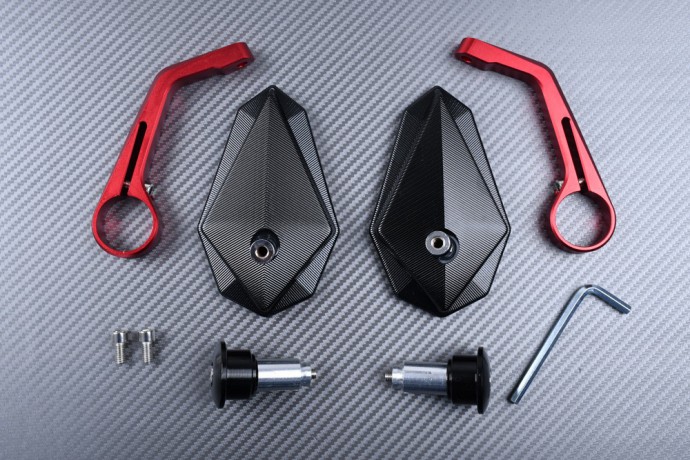 Pair of Bar End Rearview Mirrors in Anodised Aluminum Pair of Bar End Rearview Mirrors in Anodised Aluminum