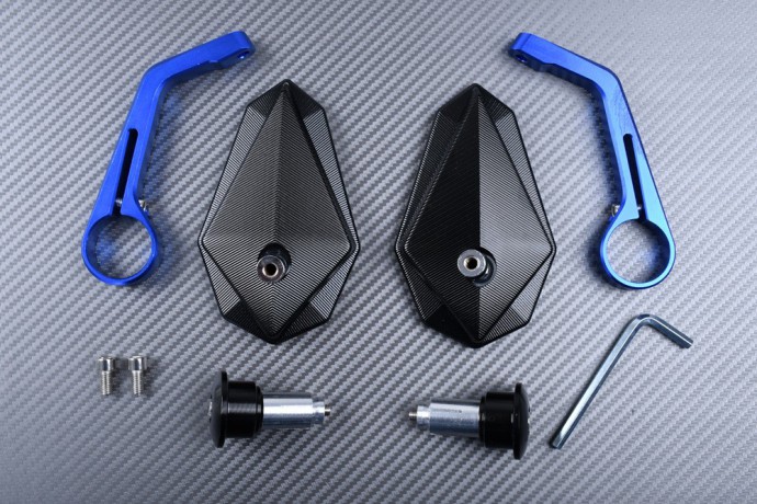 Pair of Bar End Rearview Mirrors in Anodised Aluminum Pair of Bar End Rearview Mirrors in Anodised Aluminum