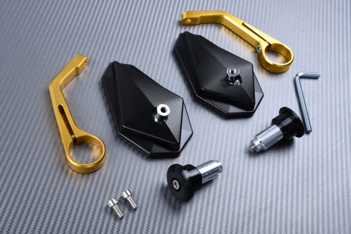 Pair of Bar End Rearview Mirrors in Anodised Aluminum Pair of Bar End Rearview Mirrors in Anodised Aluminum