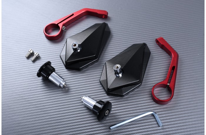 Pair of Bar End Rearview Mirrors in Anodised Aluminum Pair of Bar End Rearview Mirrors in Anodised Aluminum