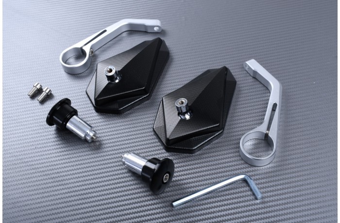 Pair of Bar End Rearview Mirrors in Anodised Aluminum