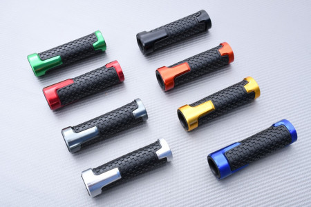 Pair of Aluminum and Rubber Handlebar Grips 22 / 24mm