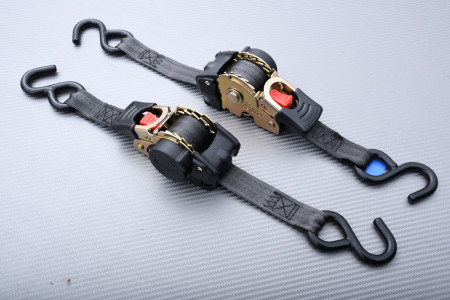 2X Correas de amarre con carraca y carrete automático