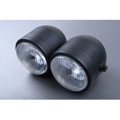 Adaptable Round double Headlight with Bulbs