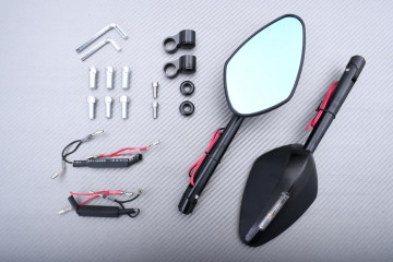 Pair of Aluminum Rearview Mirrors with Integrated Turn Signals