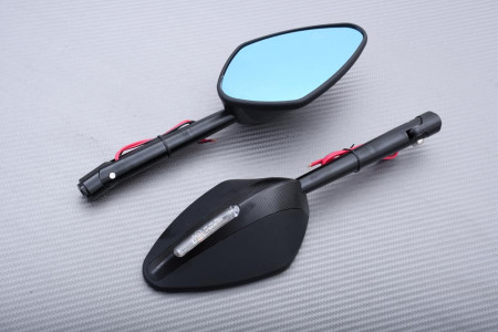 Pair of Aluminum Rearview Mirrors with Integrated Turn Signals