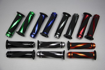 Pair of Aluminum and Rubber Handlebar Grips 22 / 24mm