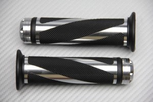 Pair of Aluminum and Rubber Handlebar Grips 22 / 24mm