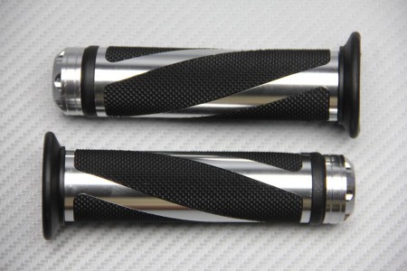 Paire de Poignées Alu / Caoutchouc 22 / 24 mm
