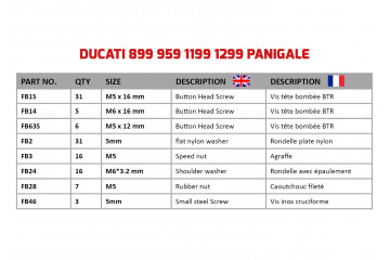 AVDB Specific Hardware / Complete Bolts & Screws Fairing Kit for DUCATI PANIGALE 899 / 959 / 1199 / 1299