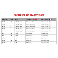 Spezifischer Schraubensatz AVDB für Verkleidungen DUCATI ST2 / ST3 / ST4 1997 - 2007