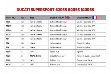 AVDB Specific Hardware / Complete Bolts & Screws Fairing Kit for DUCATI SUPERSPORT 620SS / 800SS / 1000SS