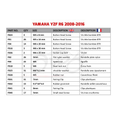 Kit de tornillos AVDB complementario para carenados YAMAHA YZF R6 2008 - 2016