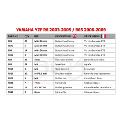 Kit viti AVDB specifico per Carena YAMAHA YZF R6 2003 - 2005