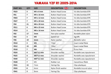 AVDB complementary Hardware / Bolts & Screws Kit for Fairing YAMAHA YZF R1 CROSSPLANE 2009 - 2014 AVDB complementary Hardware / Bolts & Screws Kit for Fairing YAMAHA YZF R1 CROSSPLANE 2009 - 2014