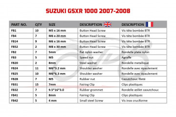 Kit viti AVDB specifico per Carena SUZUKI GSXR 1000 2007 - 2008 Kit viti AVDB specifico per Carena SUZUKI GSXR 1000 2007 - 2008