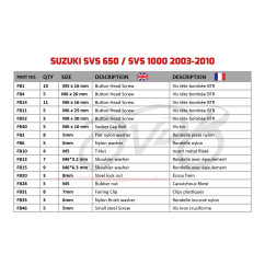Kit viti AVDB specifico per Carena SUZUKI SV SVS 650 / 1000 2003 - 2010