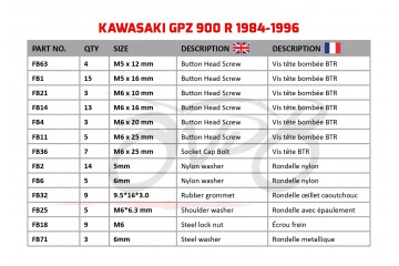 AVDB Specific Hardware / Complete Bolts & Screws Fairing Kit for KAWASAKI GPZ 900 1984 - 2003 AVDB Specific Hardware / Complete Bolts & Screws Fairing Kit for KAWASAKI GPZ 900 1984 - 2003